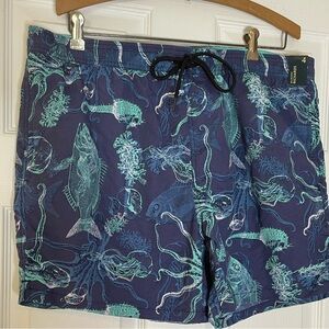 RICHARDS NWT SWIM TRUNKS IN BLUE SEA LIFE PRINT